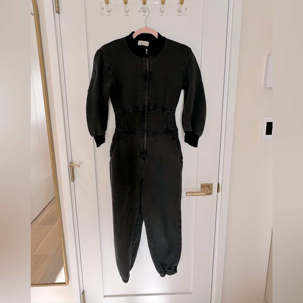 ALC jumpsuit, black with zipper and elasticized cuffs. XS